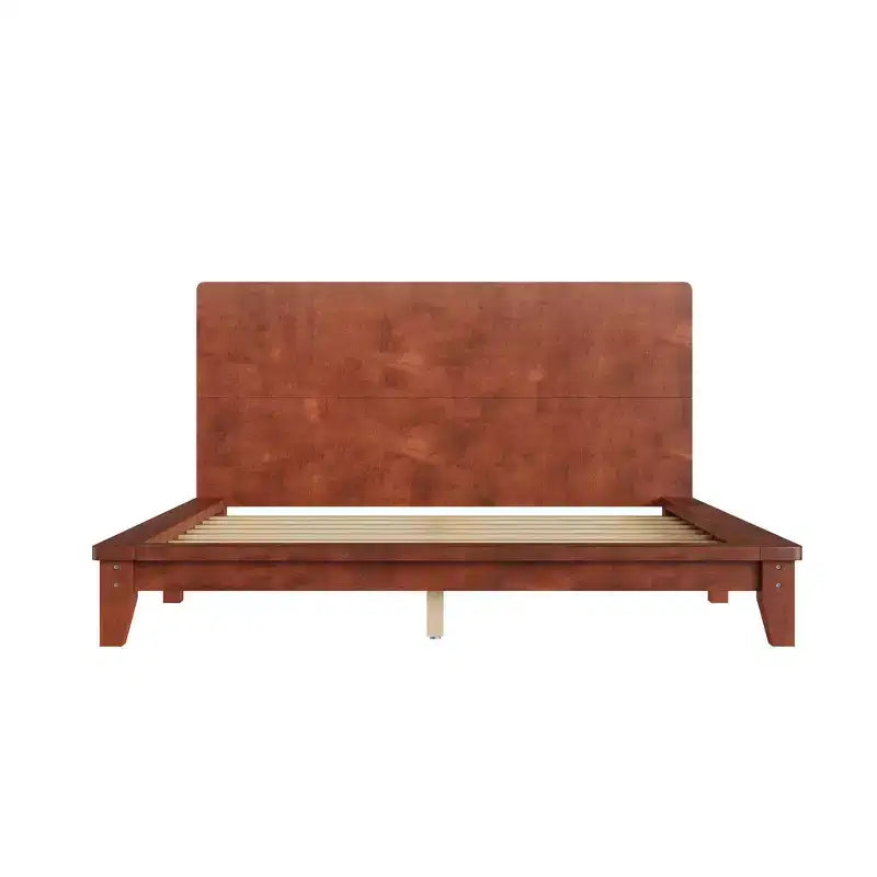 Full Platform Bed Frame with Headboard and Wood Slat Support