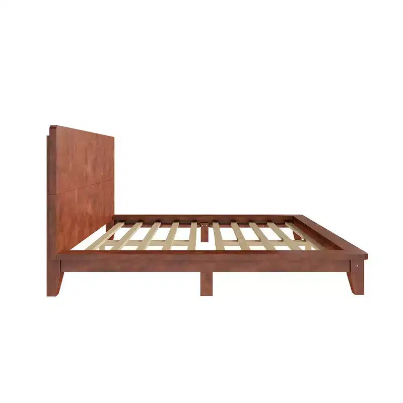 Full Platform Bed Frame with Headboard and Wood Slat Support
