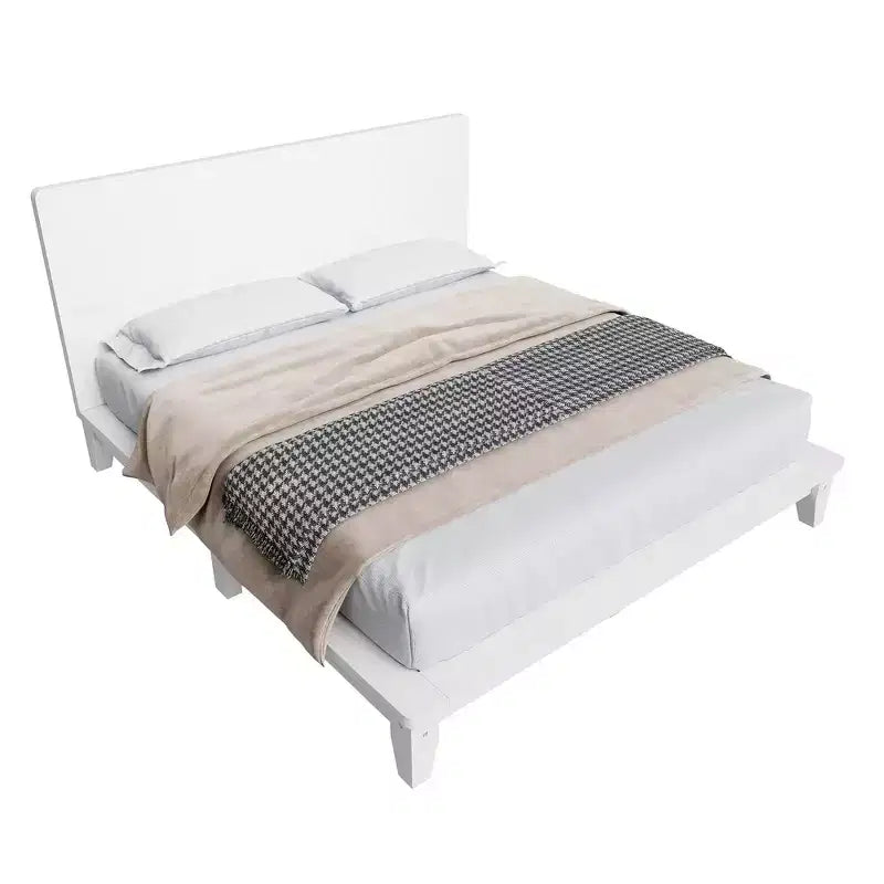 Full Platform Bed Frame with Headboard and Wood Slat Support