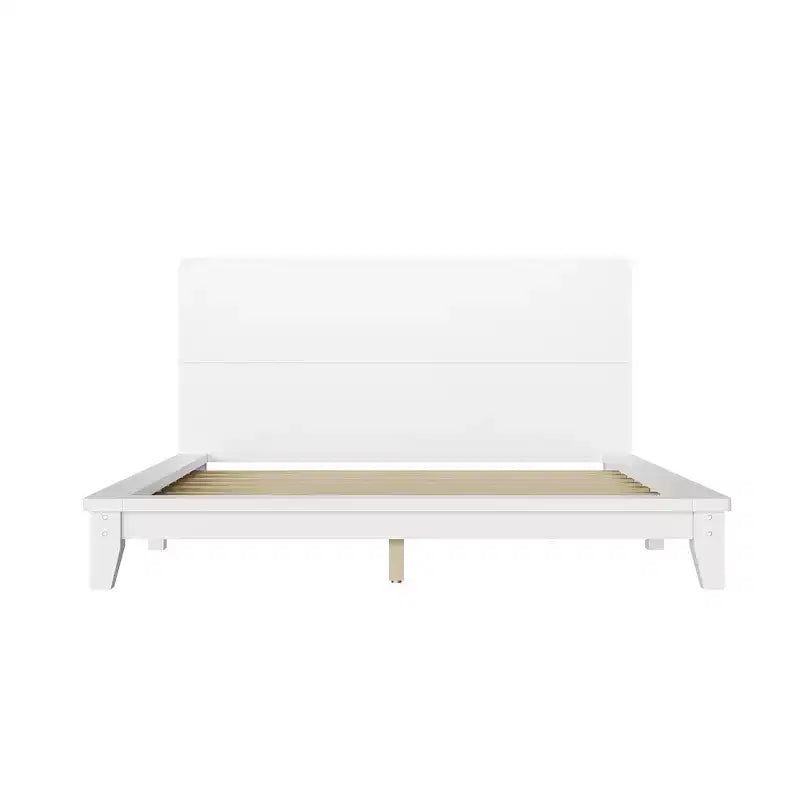 Full Platform Bed Frame with Headboard and Wood Slat Support