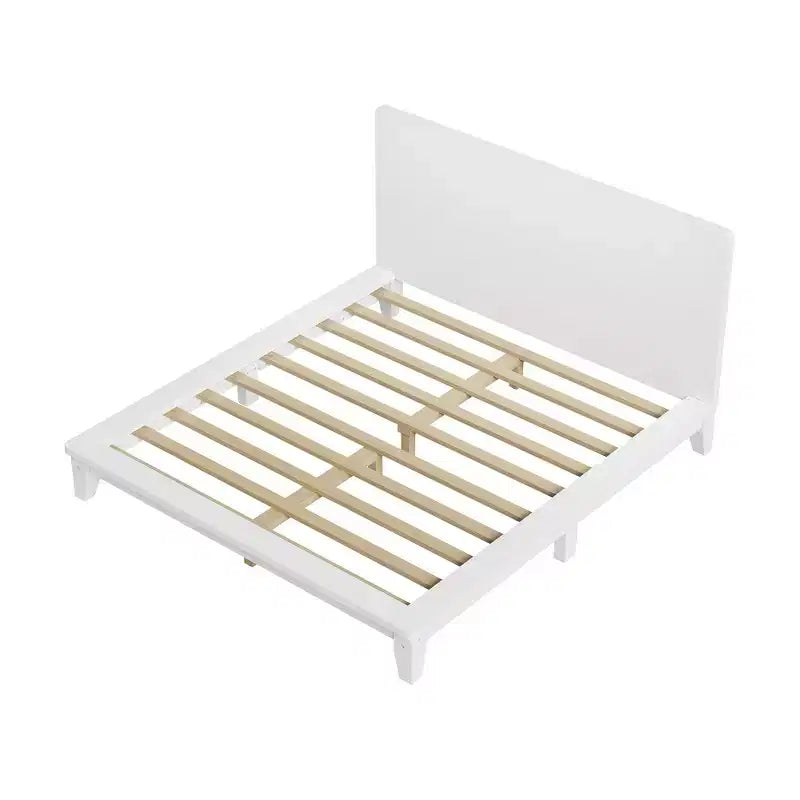 Full Platform Bed Frame with Headboard and Wood Slat Support