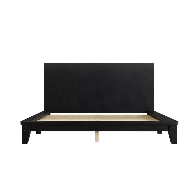 Full Platform Bed Frame with Headboard and Wood Slat Support