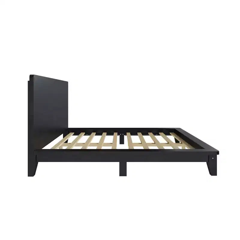 Full Platform Bed Frame with Headboard and Wood Slat Support