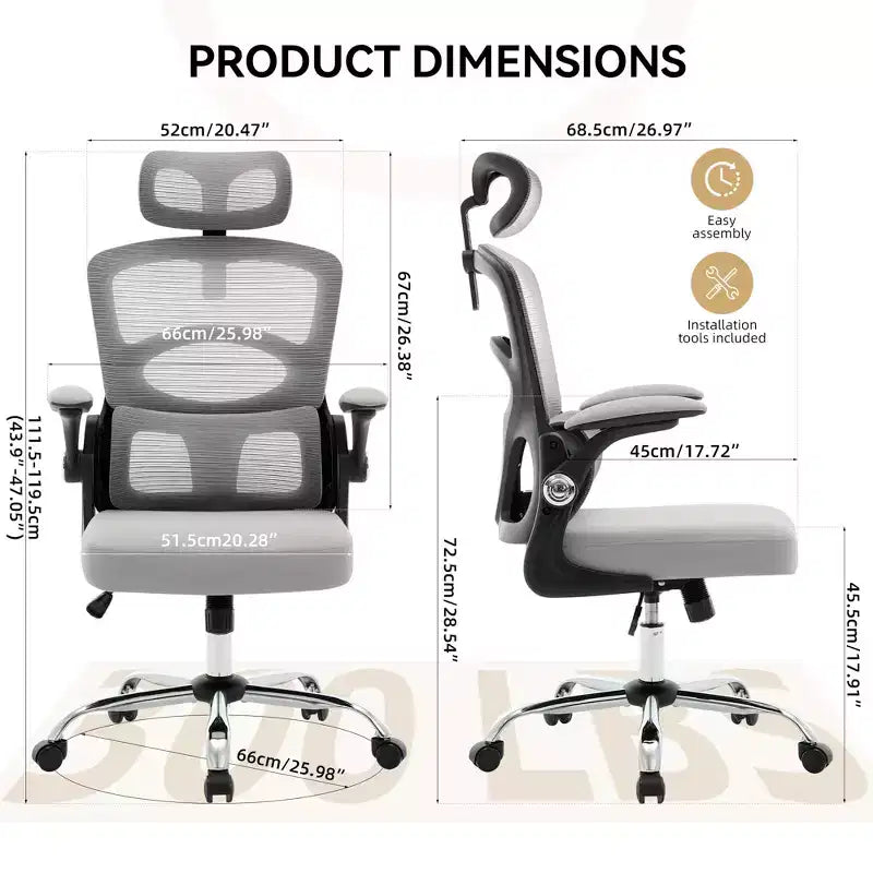 Ergonomic High-Back Mesh Office Chair with Headrest and Lumbar Support