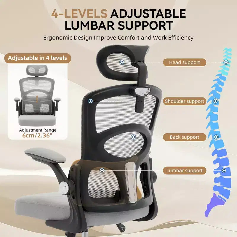 Ergonomic High-Back Mesh Office Chair with Headrest and Lumbar Support