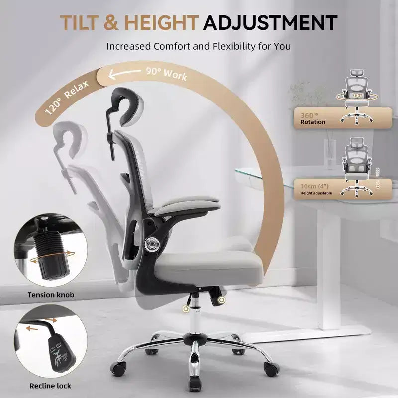 Ergonomic High-Back Mesh Office Chair with Headrest and Lumbar Support