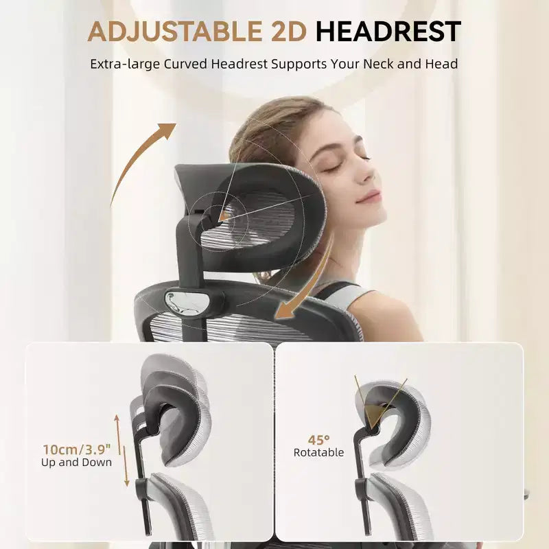 Ergonomic High-Back Mesh Office Chair with Headrest and Lumbar Support