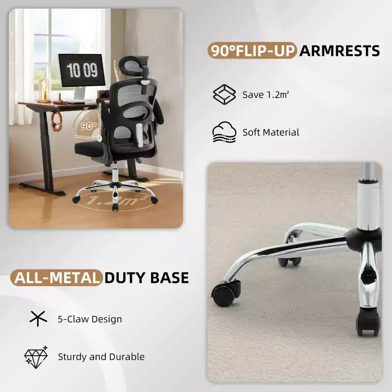 Ergonomic High-Back Mesh Office Chair with Headrest and Lumbar Support