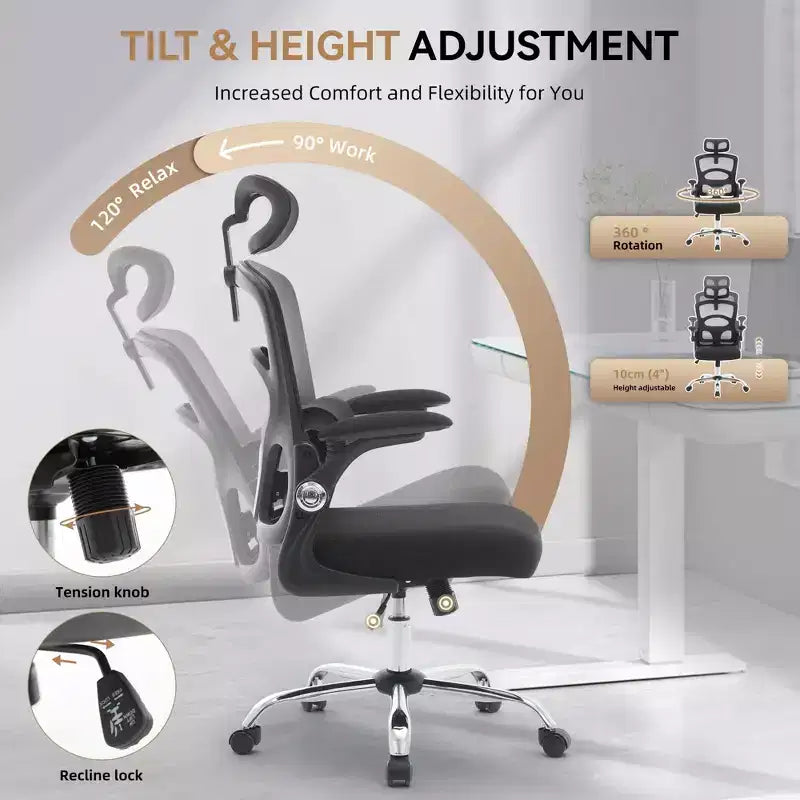 Ergonomic High-Back Mesh Office Chair with Headrest and Lumbar Support