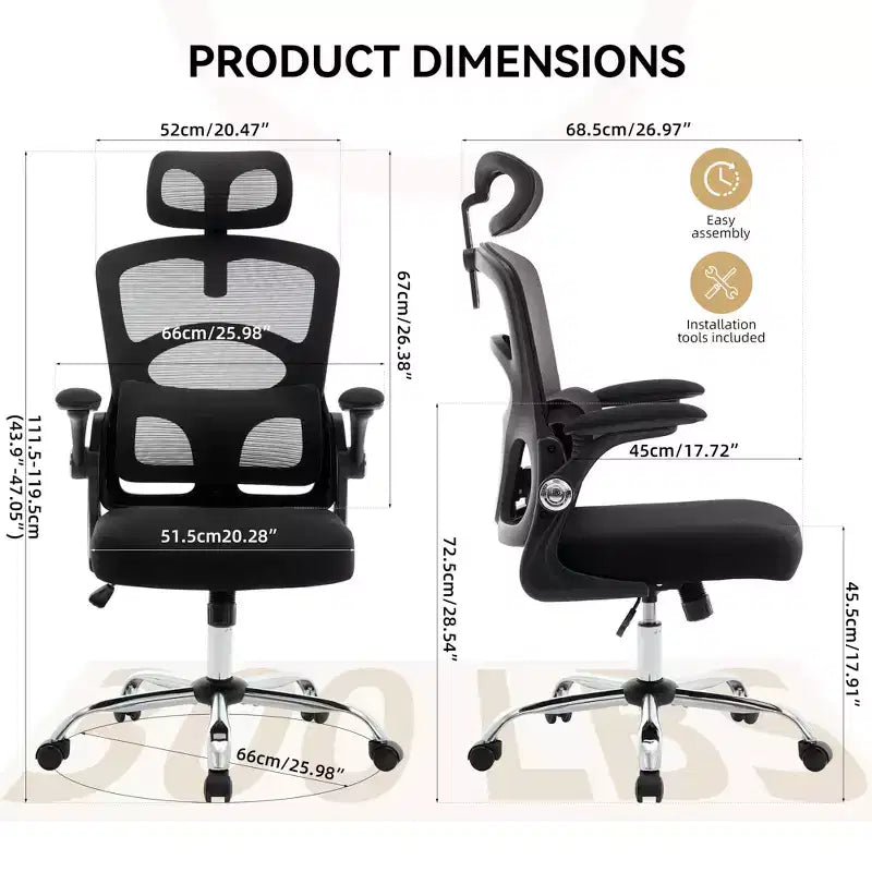 Ergonomic High-Back Mesh Office Chair with Headrest and Lumbar Support