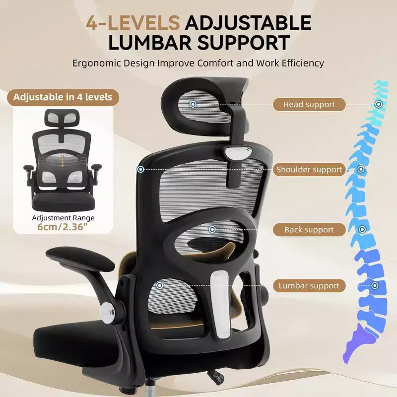 Ergonomic High-Back Mesh Office Chair with Headrest and Lumbar Support