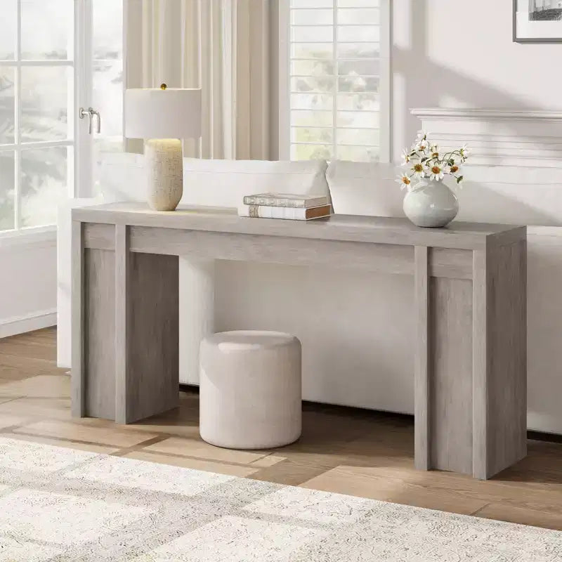 70.9" Farmhouse Console Table, Walnut Vintage Wood Grain
