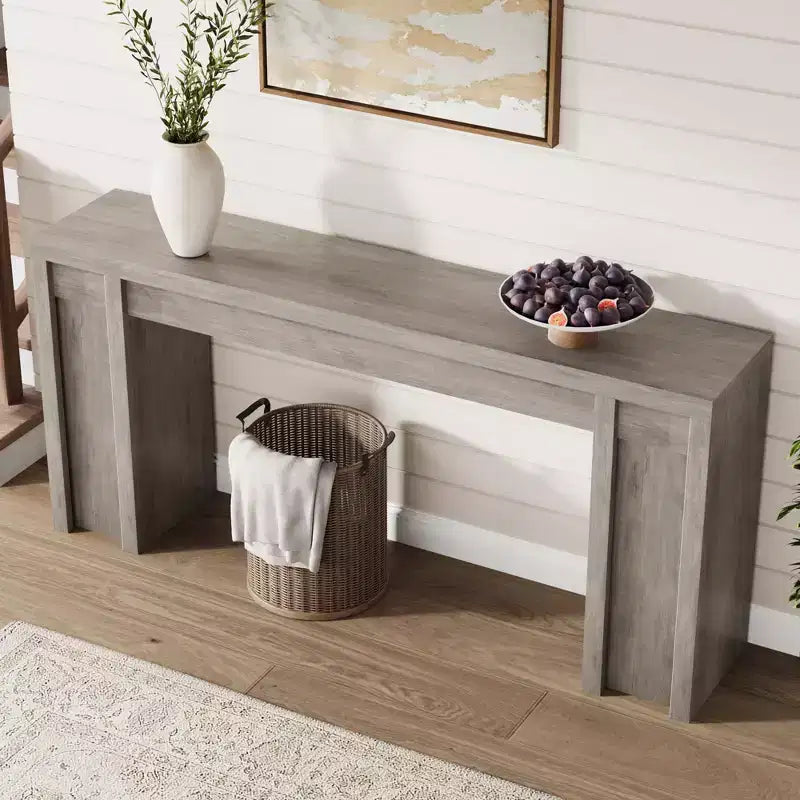 70.9" Farmhouse Console Table, Walnut Vintage Wood Grain