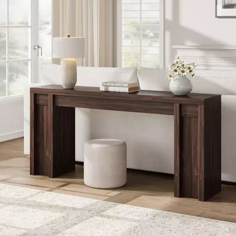 70.9" Farmhouse Console Table, Walnut Vintage Wood Grain