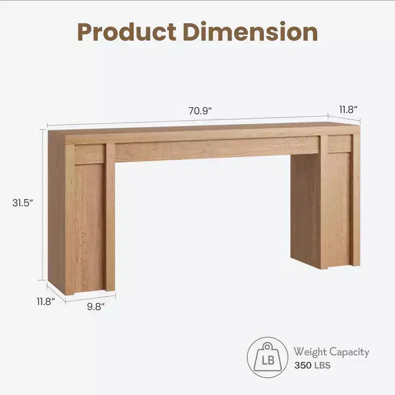 70.9" Farmhouse Console Table, Walnut Vintage Wood Grain