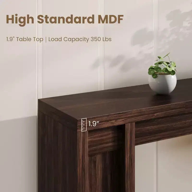 70.9" Farmhouse Console Table, Walnut Vintage Wood Grain