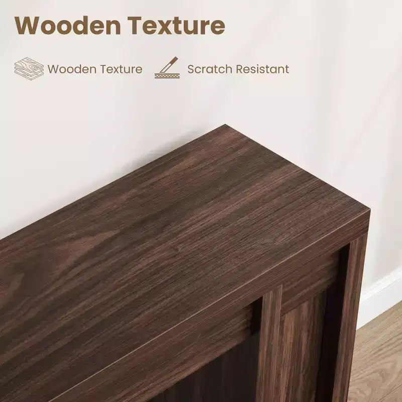 70.9" Farmhouse Console Table, Walnut Vintage Wood Grain