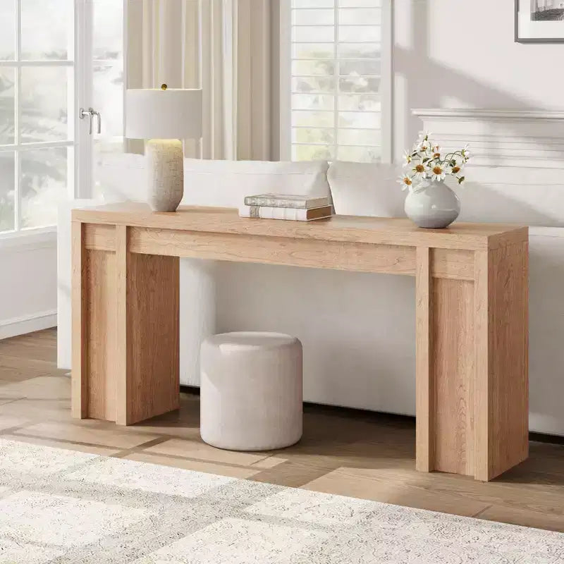 70.9" Farmhouse Console Table, Walnut Vintage Wood Grain