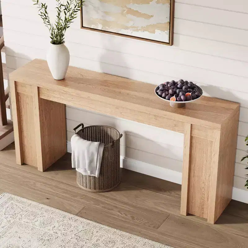 70.9" Farmhouse Console Table, Walnut Vintage Wood Grain