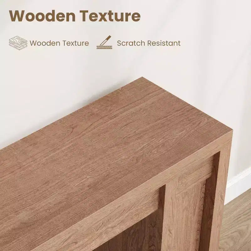 70.9" Farmhouse Console Table, Walnut Vintage Wood Grain