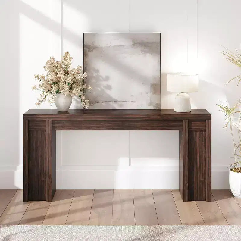 70.9" Farmhouse Console Table, Walnut Vintage Wood Grain