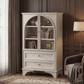 52" Tall White Glass Door Display Cabinet with 2 Drawers and Adjustable Shelves