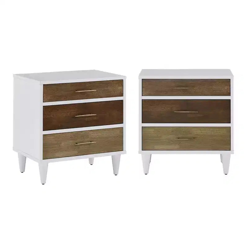 White 3-Drawer Nightstand, Mid-Century Modern