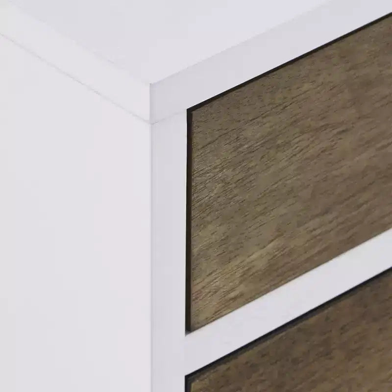 White 3-Drawer Nightstand, Mid-Century Modern