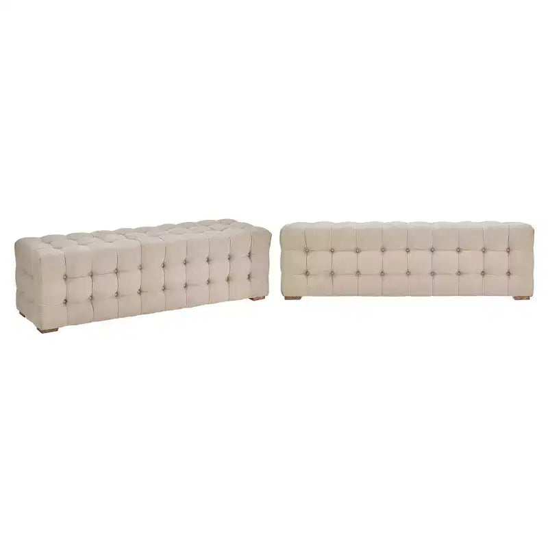 Linen Fabric Tufted Bench
