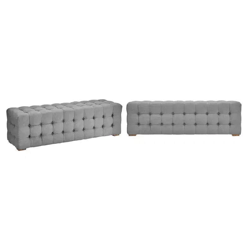 Linen Fabric Tufted Bench
