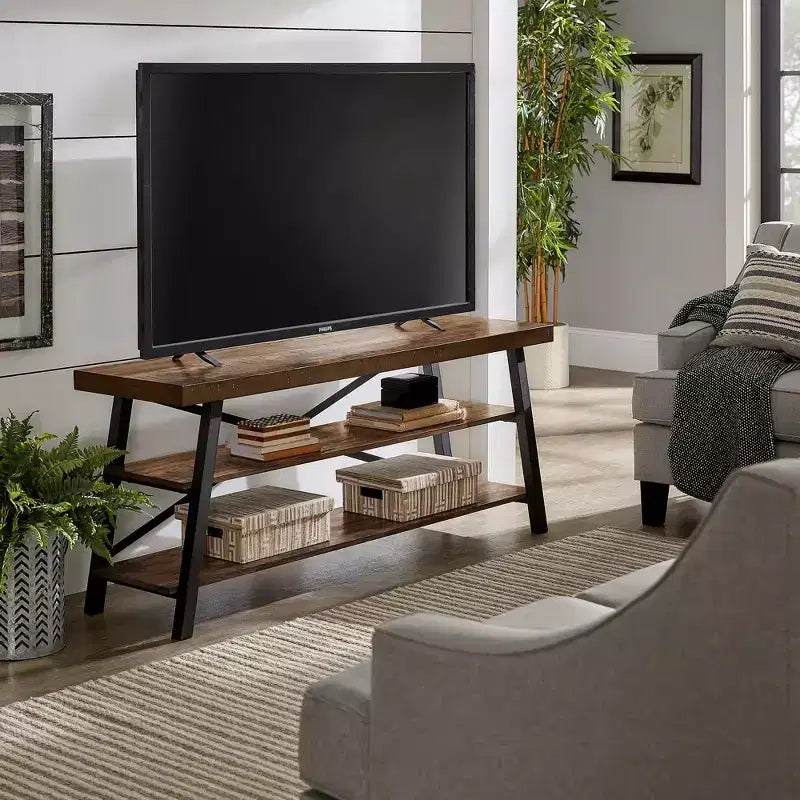 Rustic X-Base 60" TV Stand, Brown