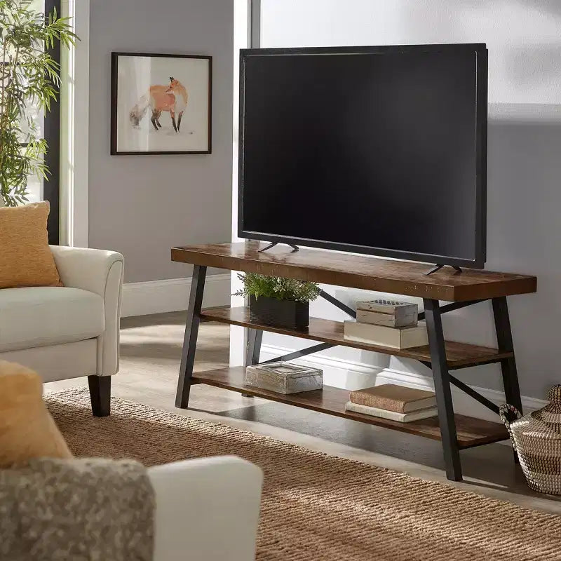 Rustic X-Base 60" TV Stand, Brown