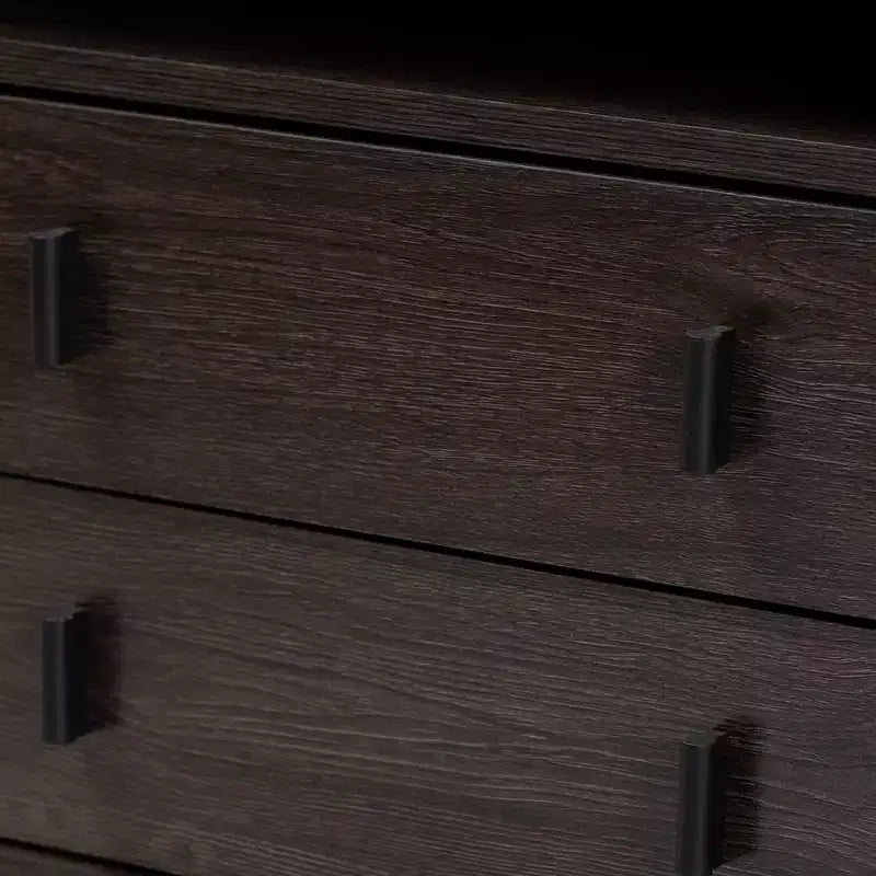 2-Drawer Brown/Black Wood and Metal Nightstand with Open Shelf