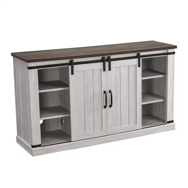 Electric Fireplace TV Stand with Barn Door Console for TVs up to 60"