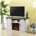 Electric Fireplace TV Stand with Barn Door Console for TVs up to 60"