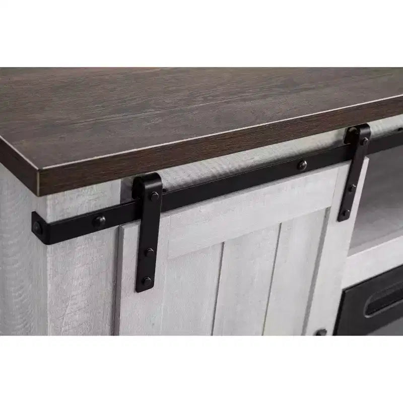 Electric Fireplace TV Stand with Barn Door Console for TVs up to 60"