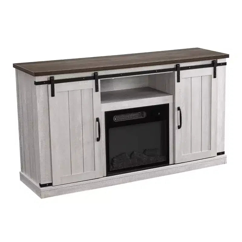 Electric Fireplace TV Stand with Barn Door Console for TVs up to 60"