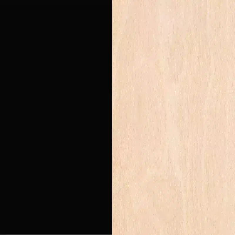 2-Drawer Desk, Black/Birch Plywood with Open Storage Shelf