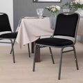 Stacking Banquet Chair, Black Vinyl with Silver Vein Frame