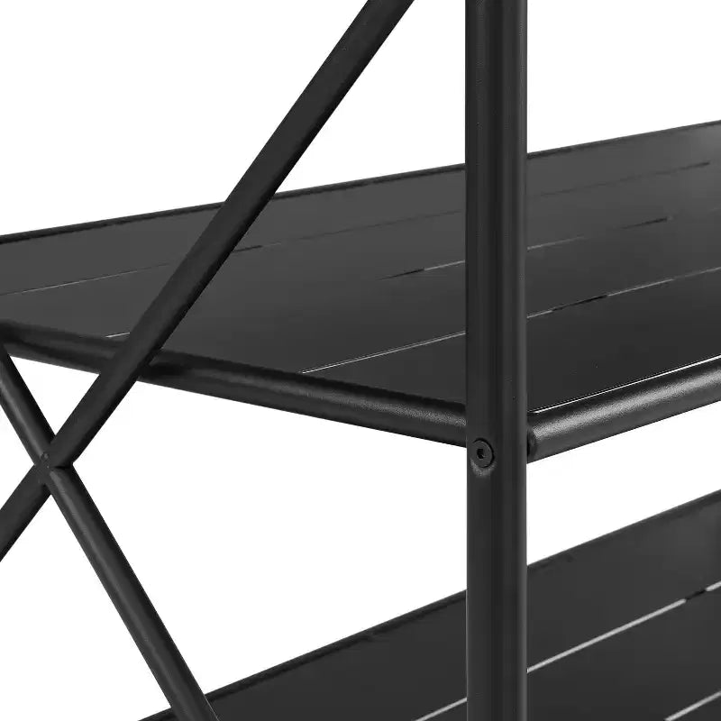French Industrial Kitchen Island with Steel Base and Open Shelves