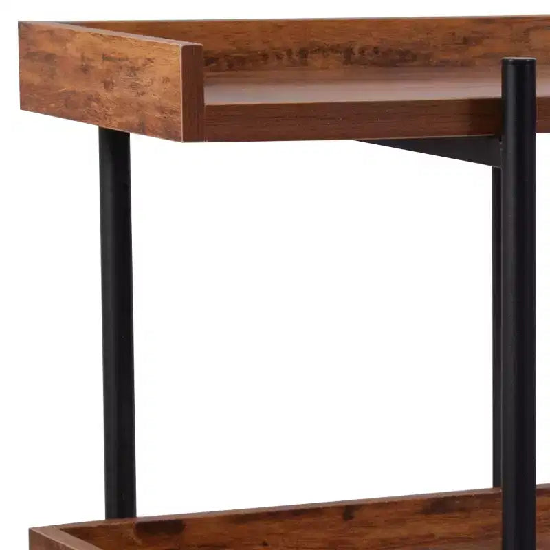3-Shelf Rustic Wood Grain Display Bookcase, 35"H