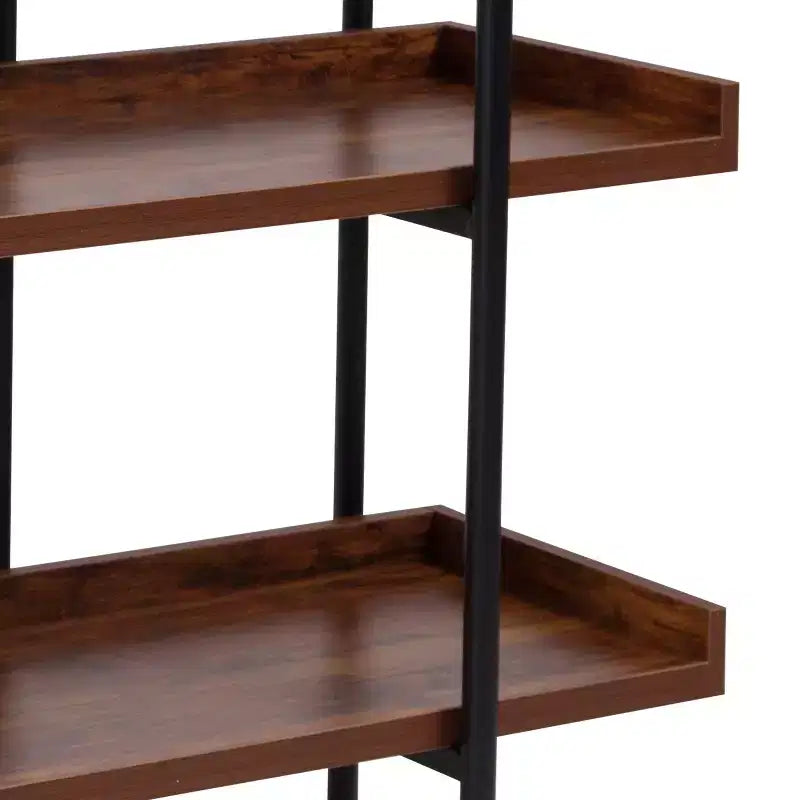 3-Shelf Rustic Wood Grain Display Bookcase, 35"H