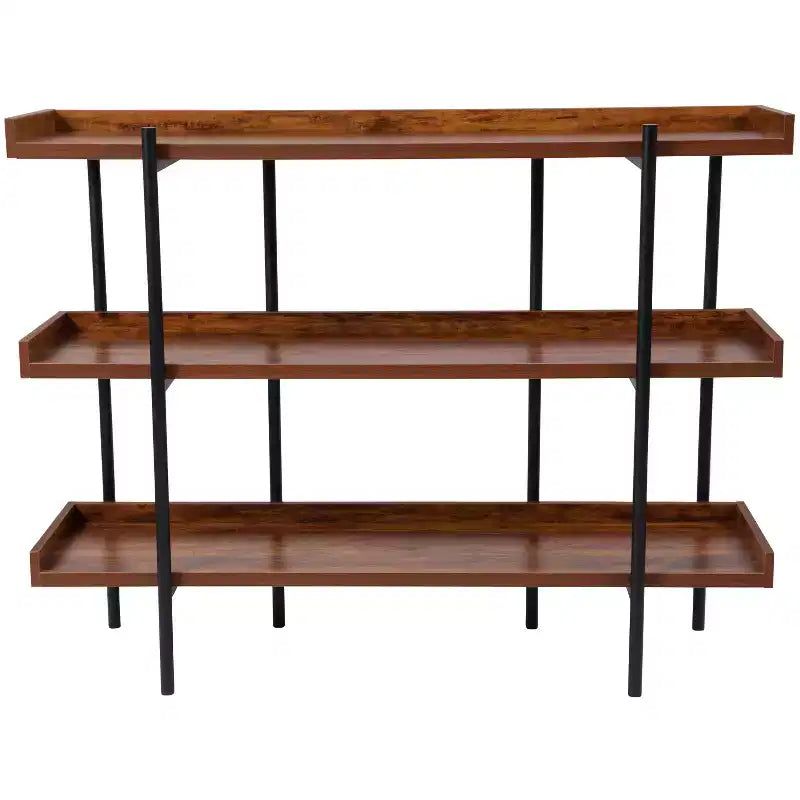 3-Shelf Rustic Wood Grain Display Bookcase, 35"H
