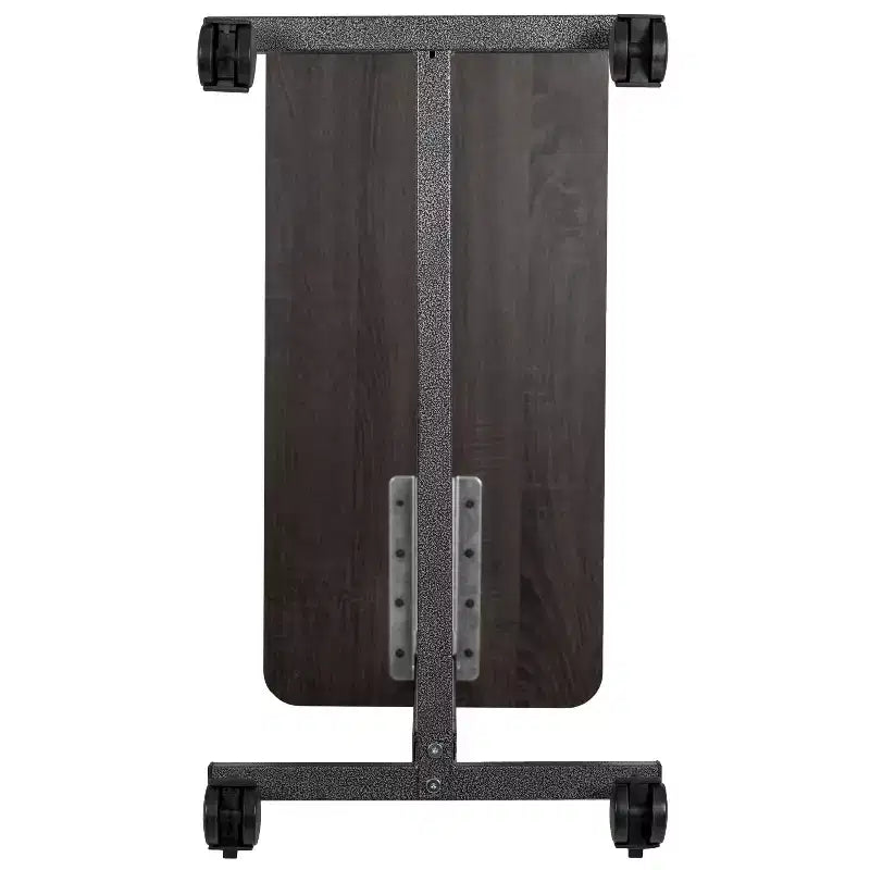 Adjustable Rolling Overbed Table with Wheels, Dark Oak Finish
