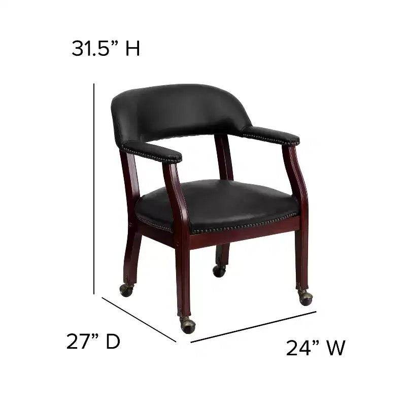 Black Vinyl Conference Chair with Nail Trim and Casters