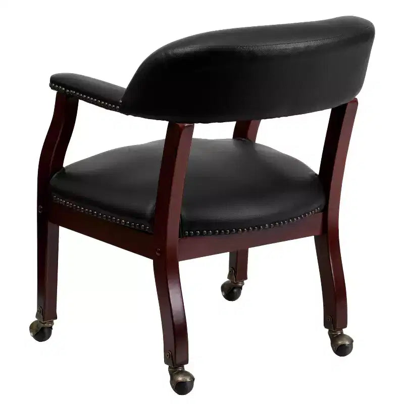 Black Vinyl Conference Chair with Nail Trim and Casters