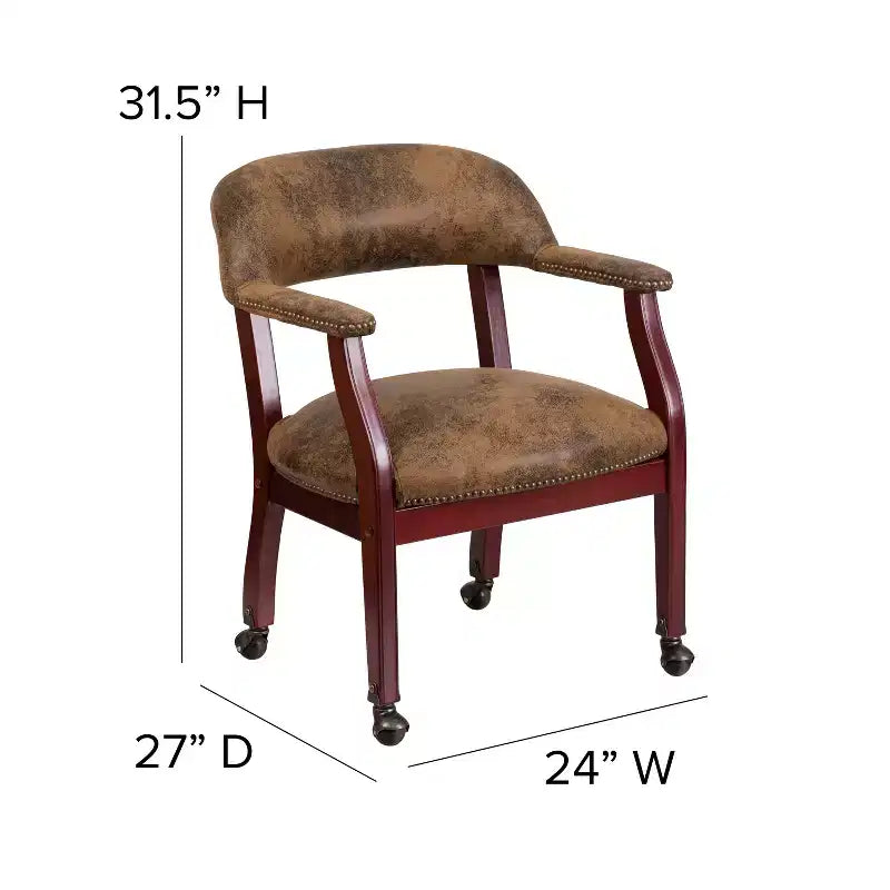 Black Vinyl Conference Chair with Nail Trim and Casters
