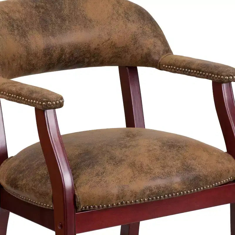 Black Vinyl Conference Chair with Nail Trim and Casters