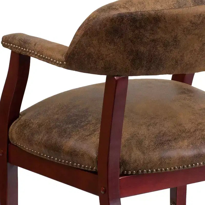Black Vinyl Conference Chair with Nail Trim and Casters