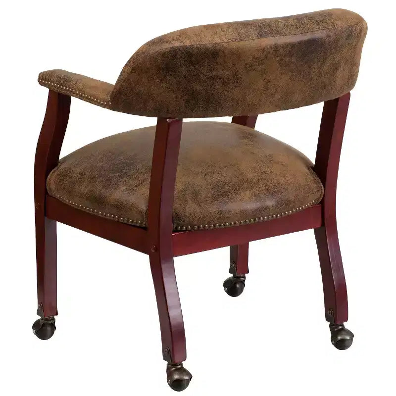 Black Vinyl Conference Chair with Nail Trim and Casters